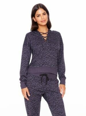 Sunnyside Hoodie in Black Painted Leopard