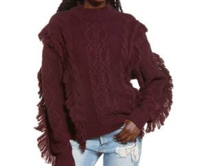 Nordstrom Cable Knit Fringe Sweater