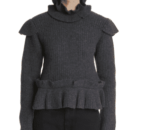 Ruffle Rib Recycled Wool Blend Sweater