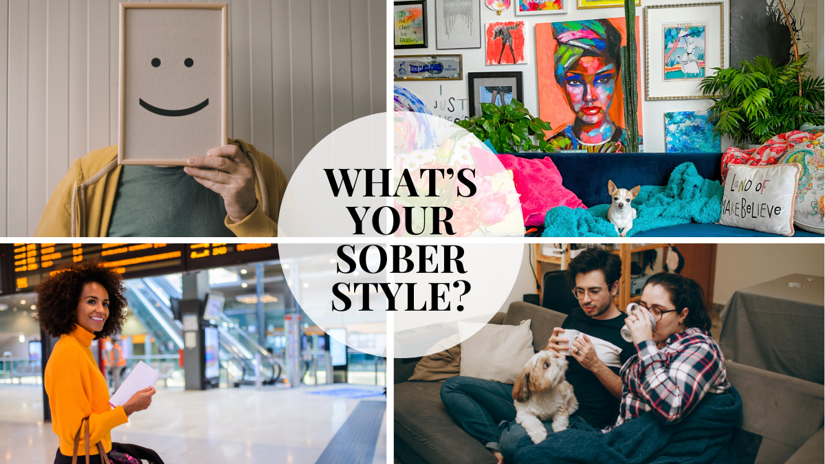 What's Your Sober Style quiz by The Sober Curator — four sober archetypes on black background