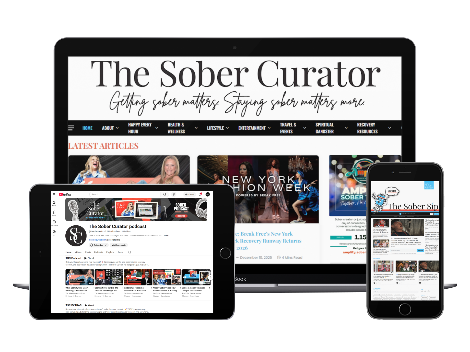 The Sober Curator Website YouTube Email Newsletter