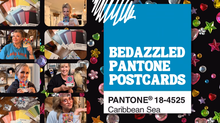Bedazzled Pantone Postcards: Our Sober Girls’ Night Craft Gets the Sparkle Treatment Bedazzled Pantone Postcards